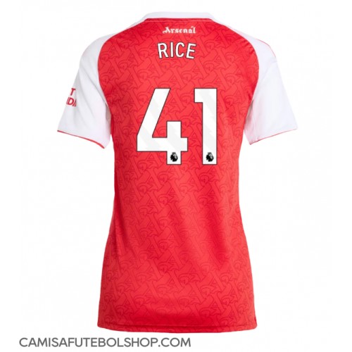 Camisa de time de futebol Arsenal Declan Rice #41 Replicas 1º Equipamento Feminina 2025-26 Manga Curta